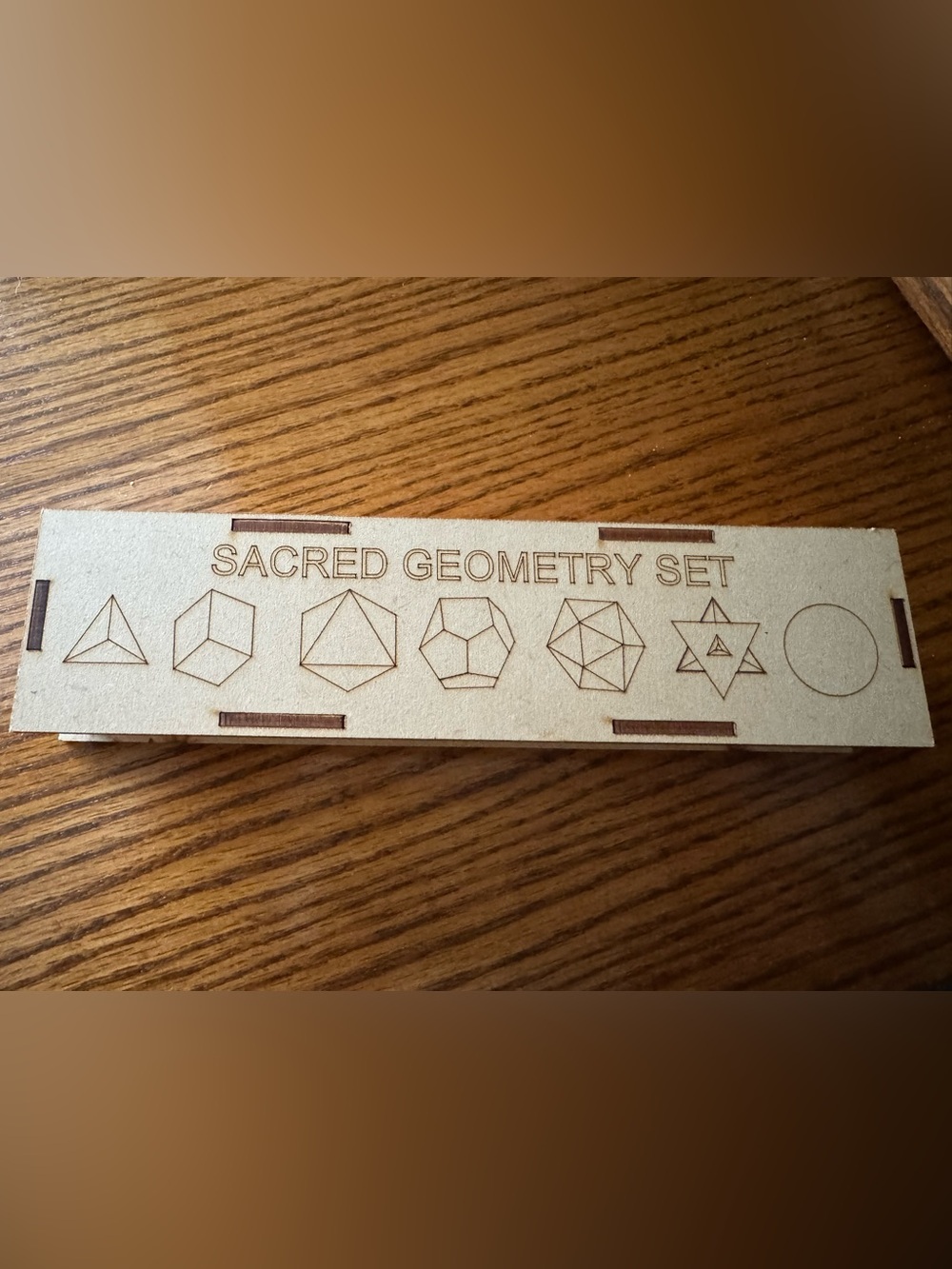 7 Piece Sacred Geometry Gemstone Set Platonic Solids Merkaba Sphere Wood Box